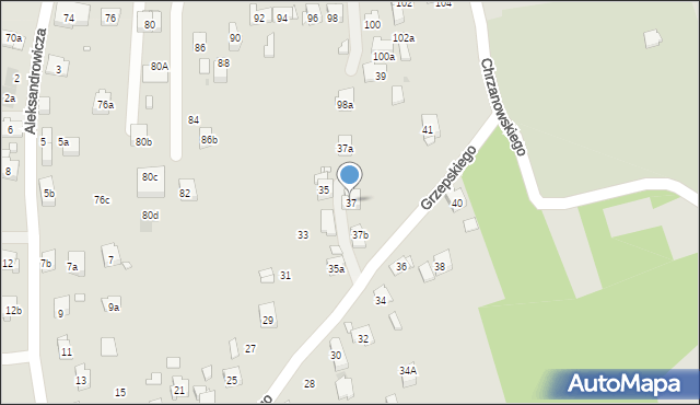 Kraków, Grzepskiego Stanisława, 37, mapa Krakowa