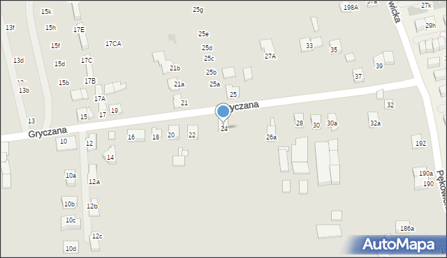 Kraków, Gryczana, 24, mapa Krakowa