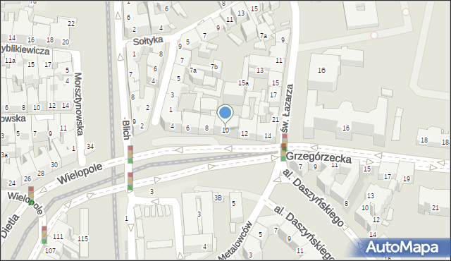 Kraków, Grzegórzecka, 10, mapa Krakowa