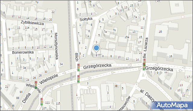 Kraków, Grzegórzecka, 4, mapa Krakowa