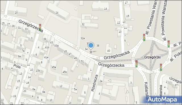 Kraków, Grzegórzecka, 36, mapa Krakowa