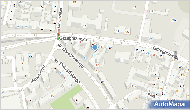 Kraków, Grzegórzecka, 13, mapa Krakowa