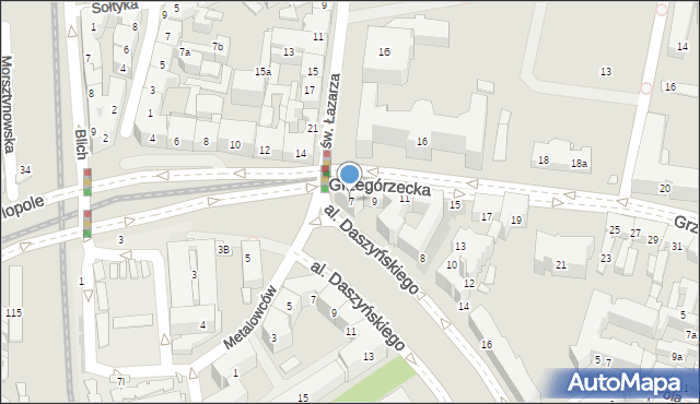 Kraków, Grzegórzecka, 7, mapa Krakowa