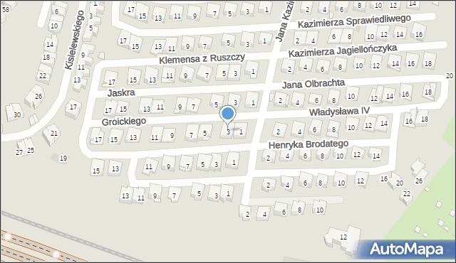 Kraków, Groickiego Bartłomieja, 3, mapa Krakowa