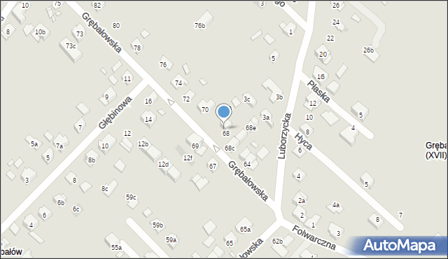 Kraków, Grębałowska, 68b, mapa Krakowa