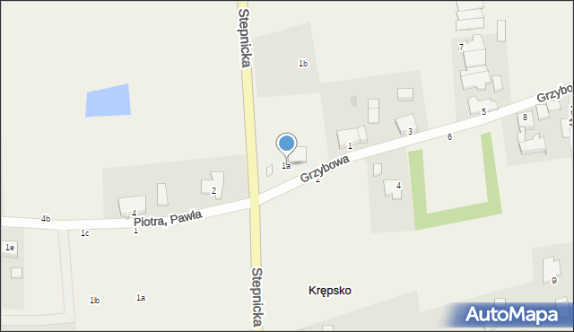 Krępsko, Grzybowa, 1a, mapa Krępsko