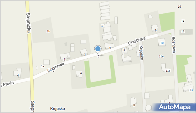 Krępsko, Grzybowa, 6, mapa Krępsko