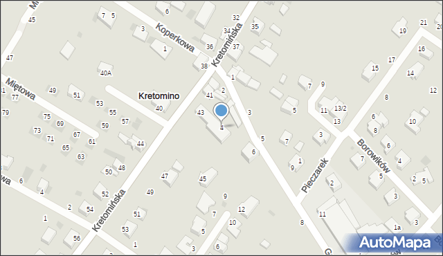 Kretomino, Grzybowa, 4, mapa Kretomino
