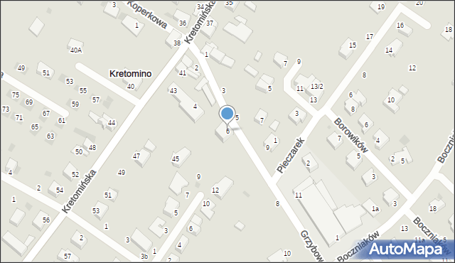 Kretomino, Grzybowa, 6, mapa Kretomino