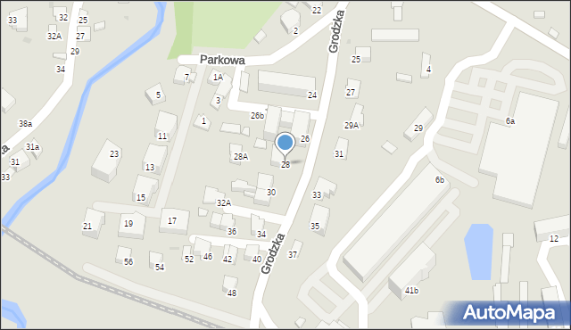 Krosno, Grodzka, 28, mapa Krosna