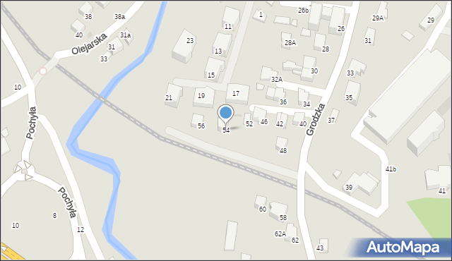 Krosno, Grodzka, 54, mapa Krosna