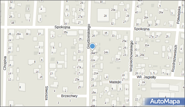 Krotoszyn, Grudzielskiego Kazimierza, gen., 24a, mapa Krotoszyna