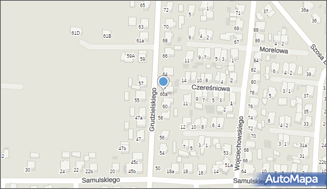 Krotoszyn, Grudzielskiego Kazimierza, gen., 60a, mapa Krotoszyna