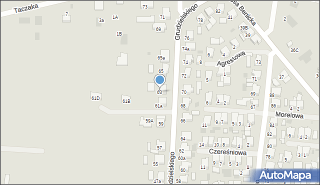 Krotoszyn, Grudzielskiego Kazimierza, gen., 63, mapa Krotoszyna