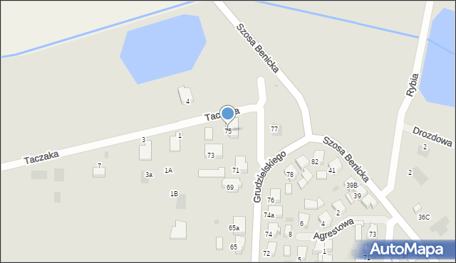 Krotoszyn, Grudzielskiego Kazimierza, gen., 75, mapa Krotoszyna