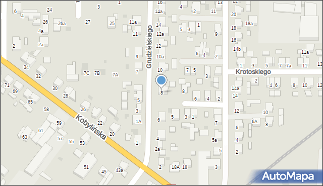 Krotoszyn, Grudzielskiego Kazimierza, gen., 8, mapa Krotoszyna