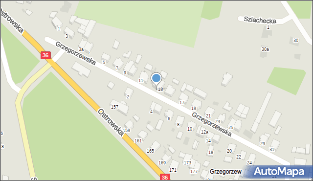 Krotoszyn, Grzegorzewska, 13a, mapa Krotoszyna