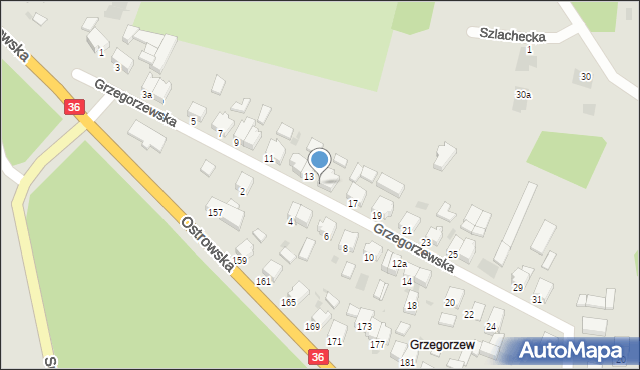 Krotoszyn, Grzegorzewska, 15, mapa Krotoszyna