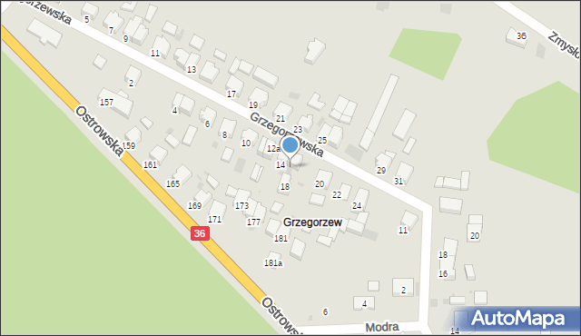 Krotoszyn, Grzegorzewska, 16, mapa Krotoszyna