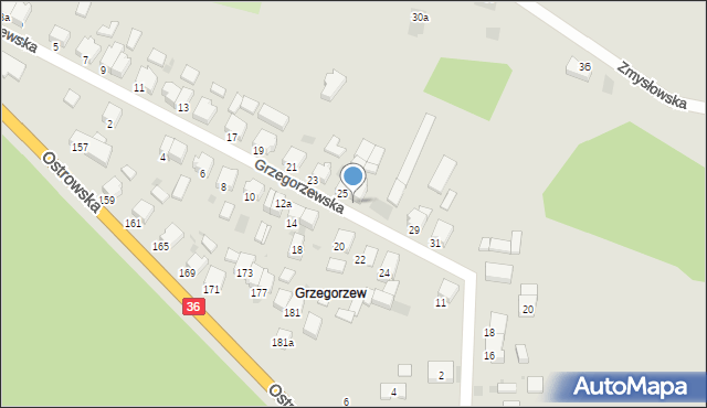 Krotoszyn, Grzegorzewska, 27, mapa Krotoszyna