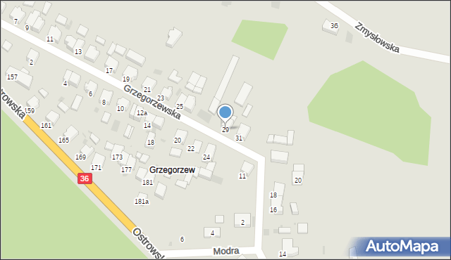 Krotoszyn, Grzegorzewska, 29, mapa Krotoszyna