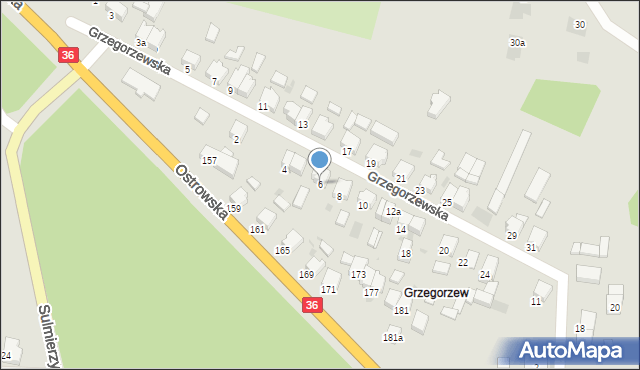 Krotoszyn, Grzegorzewska, 6, mapa Krotoszyna