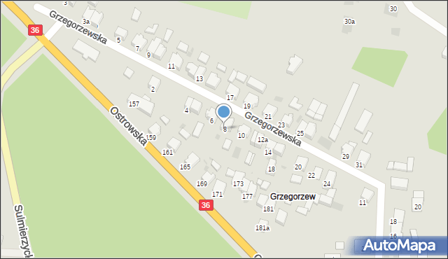 Krotoszyn, Grzegorzewska, 8, mapa Krotoszyna