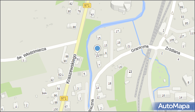 Krynica-Zdrój, Graniczna, 11, mapa Krynica-Zdrój