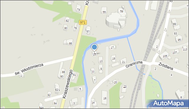 Krynica-Zdrój, Graniczna, 15, mapa Krynica-Zdrój