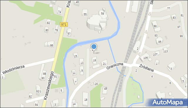 Krynica-Zdrój, Graniczna, 25, mapa Krynica-Zdrój