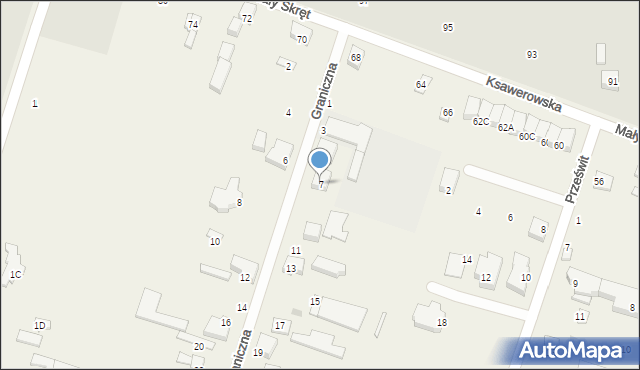 Ksawerów, Graniczna, 7, mapa Ksawerów