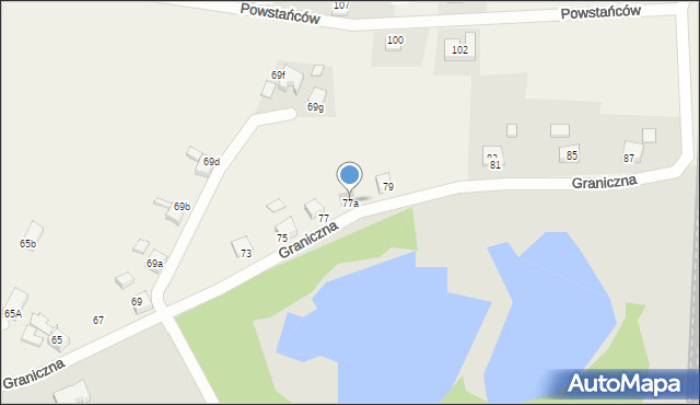 Książenice, Graniczna, 77a, mapa Książenice