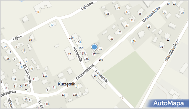 Kurzętnik, Grunwaldzka, 17, mapa Kurzętnik