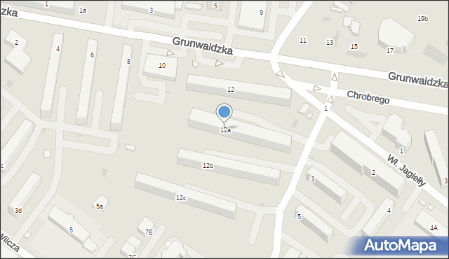 Kutno, Grunwaldzka, 12a, mapa Kutno
