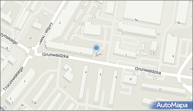 Kutno, Grunwaldzka, 1a, mapa Kutno