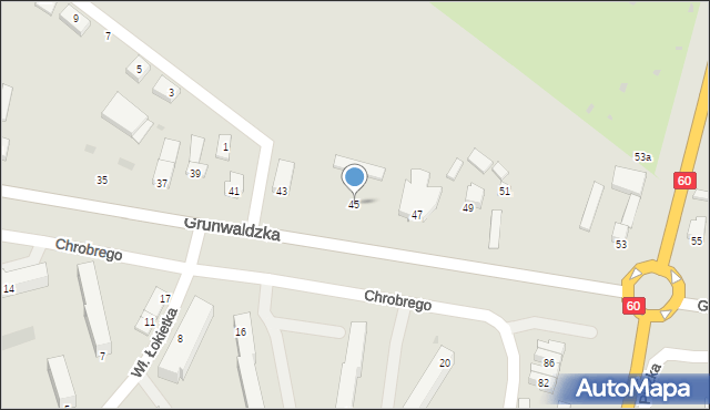 Kutno, Grunwaldzka, 45, mapa Kutno