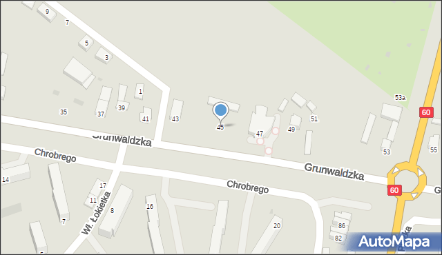 Kutno, Grunwaldzka, 45, mapa Kutno