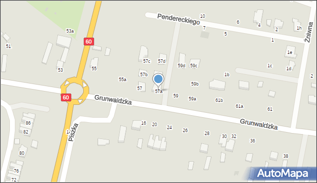 Kutno, Grunwaldzka, 57a, mapa Kutno