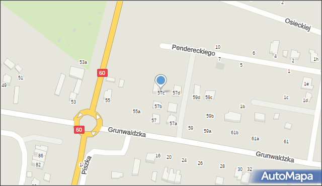 Kutno, Grunwaldzka, 57c, mapa Kutno