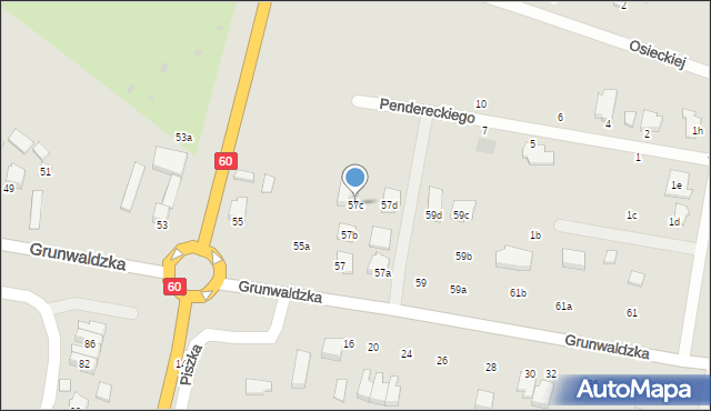 Kutno, Grunwaldzka, 57c, mapa Kutno