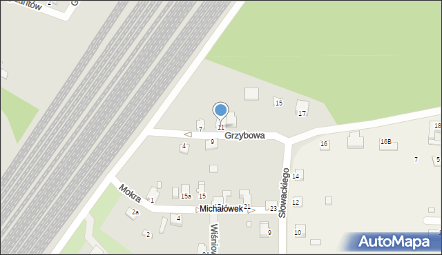 Łazy, Grzybowa, 11, mapa Łazy