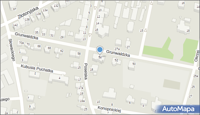 Legnica, Grunwaldzka, 54, mapa Legnicy