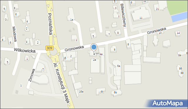 Leszno, Gronowska, 4, mapa Leszno