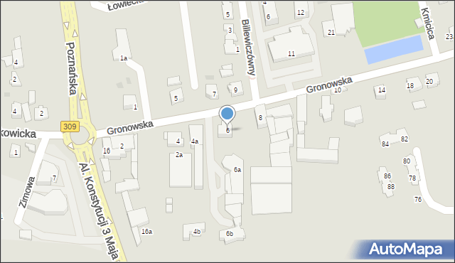 Leszno, Gronowska, 6, mapa Leszno