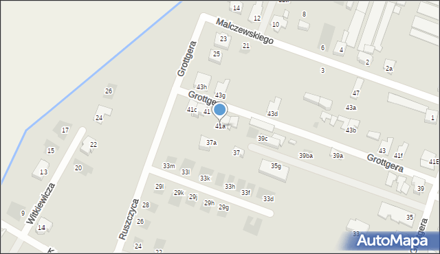 Leszno, Grottgera Artura, 41a, mapa Leszno