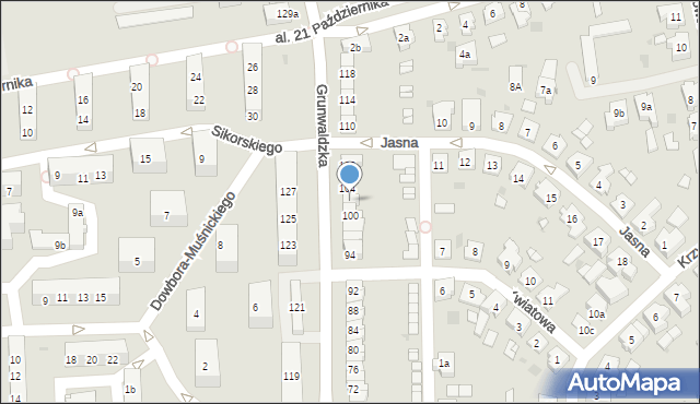 Leszno, Grunwaldzka, 102, mapa Leszno