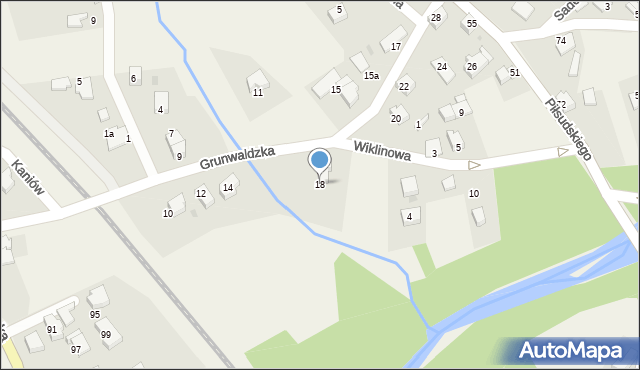 Łodygowice, Grunwaldzka, 18, mapa Łodygowice