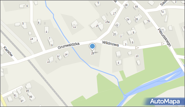 Łodygowice, Grunwaldzka, 18, mapa Łodygowice