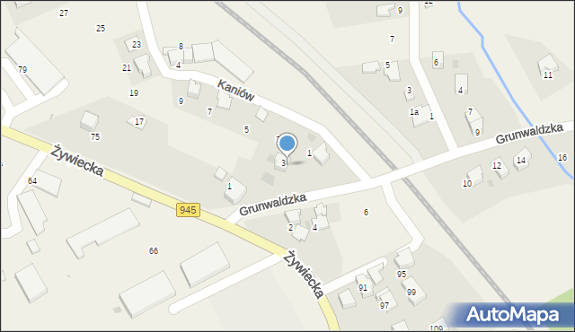 Łodygowice, Grunwaldzka, 5, mapa Łodygowice