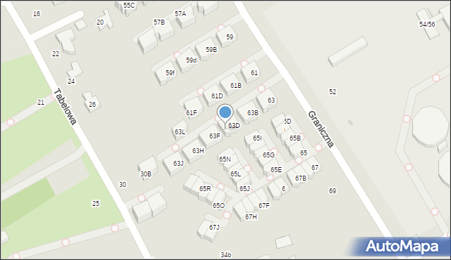 Łódź, Graniczna, 63E, mapa Łodzi